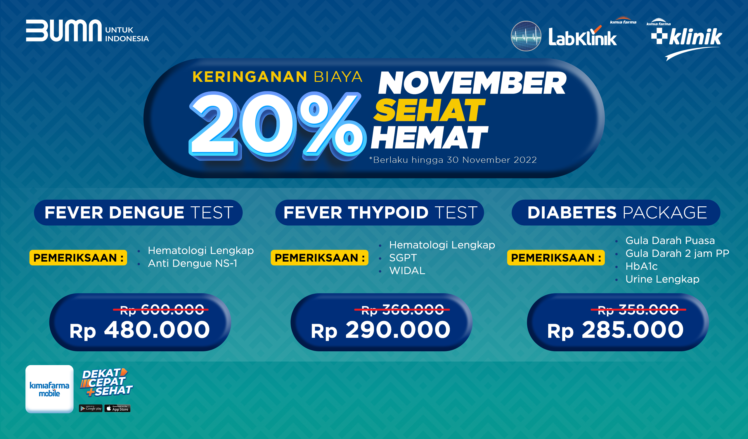 Read more about the article Hemat 20% Fever Dangue Test, Fever Thypoid Test, Diabetes Package di Kimia Farma Mobile!